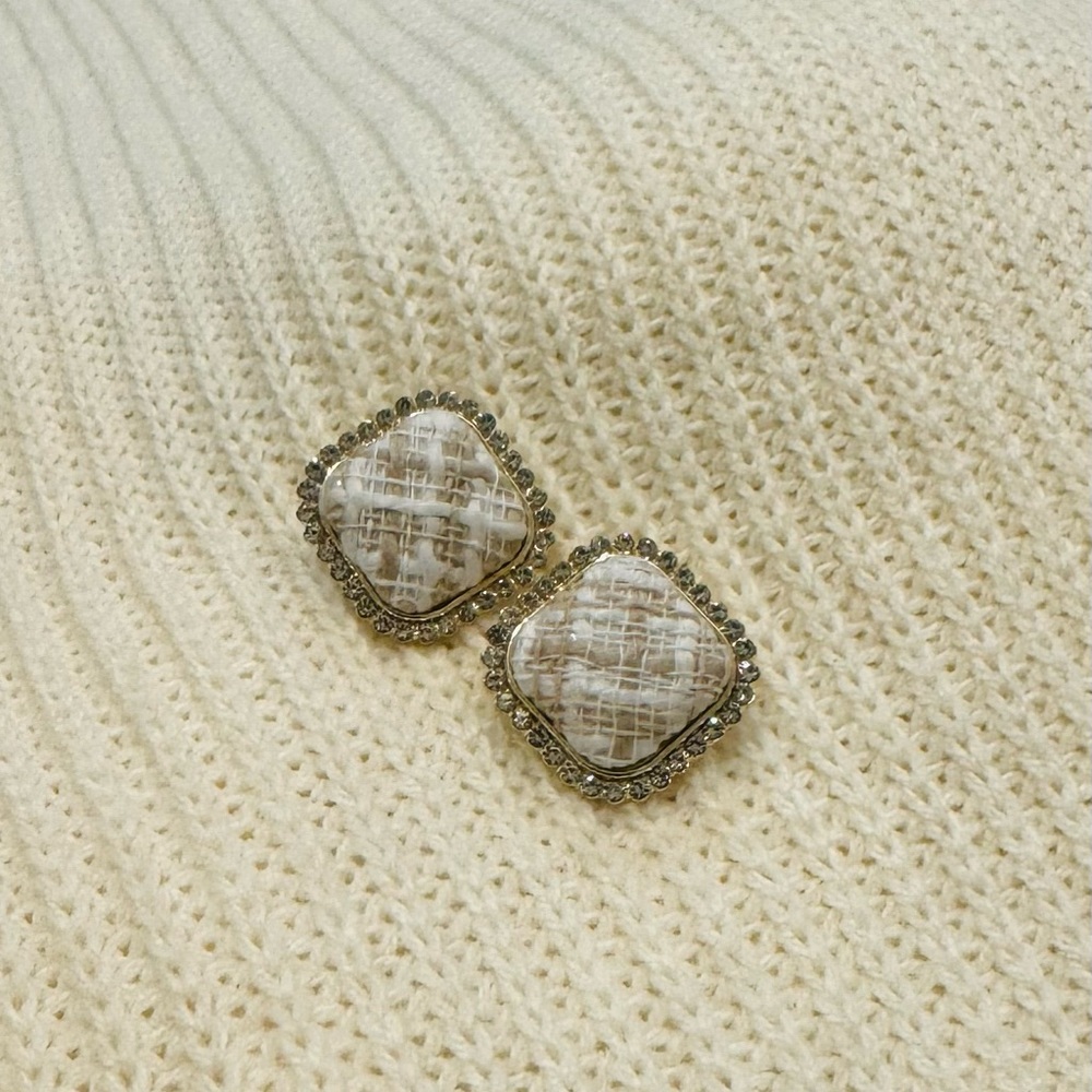 Tweed and crystal Earrings
